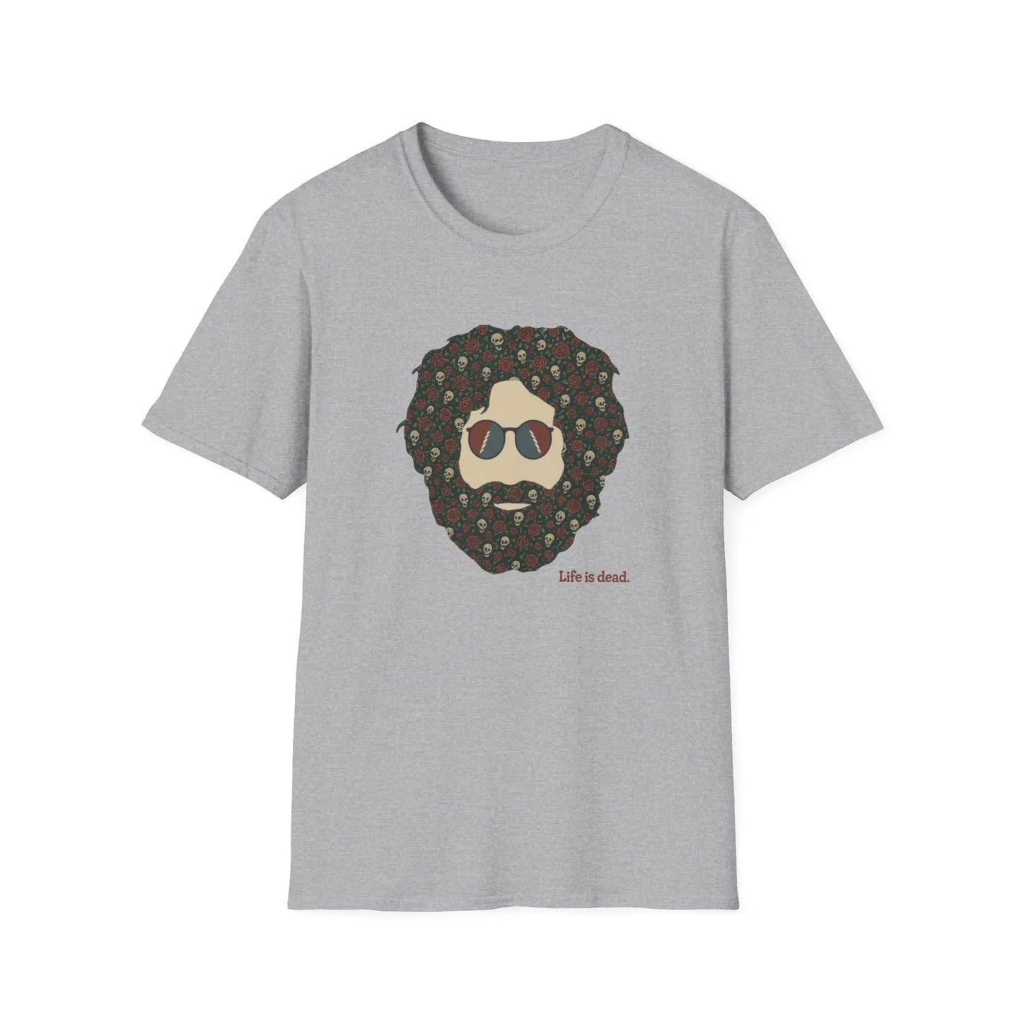 Life Is Dead Skull & Roses Jerry T-Shirt Unisex Soft-Style