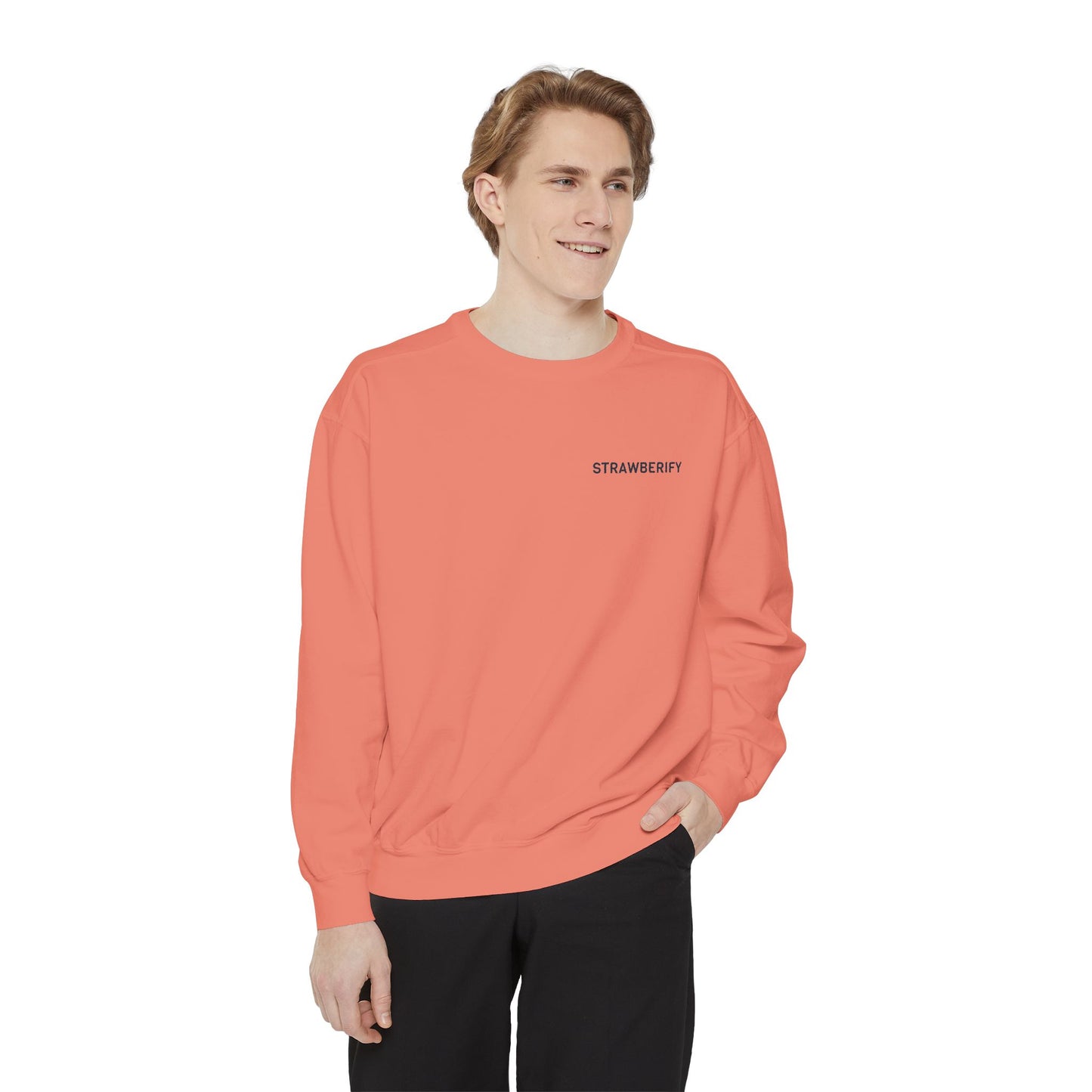 Unisex Garment-Dyed Sweatshirt - Chill Vibes with STRAWBERIFY Text