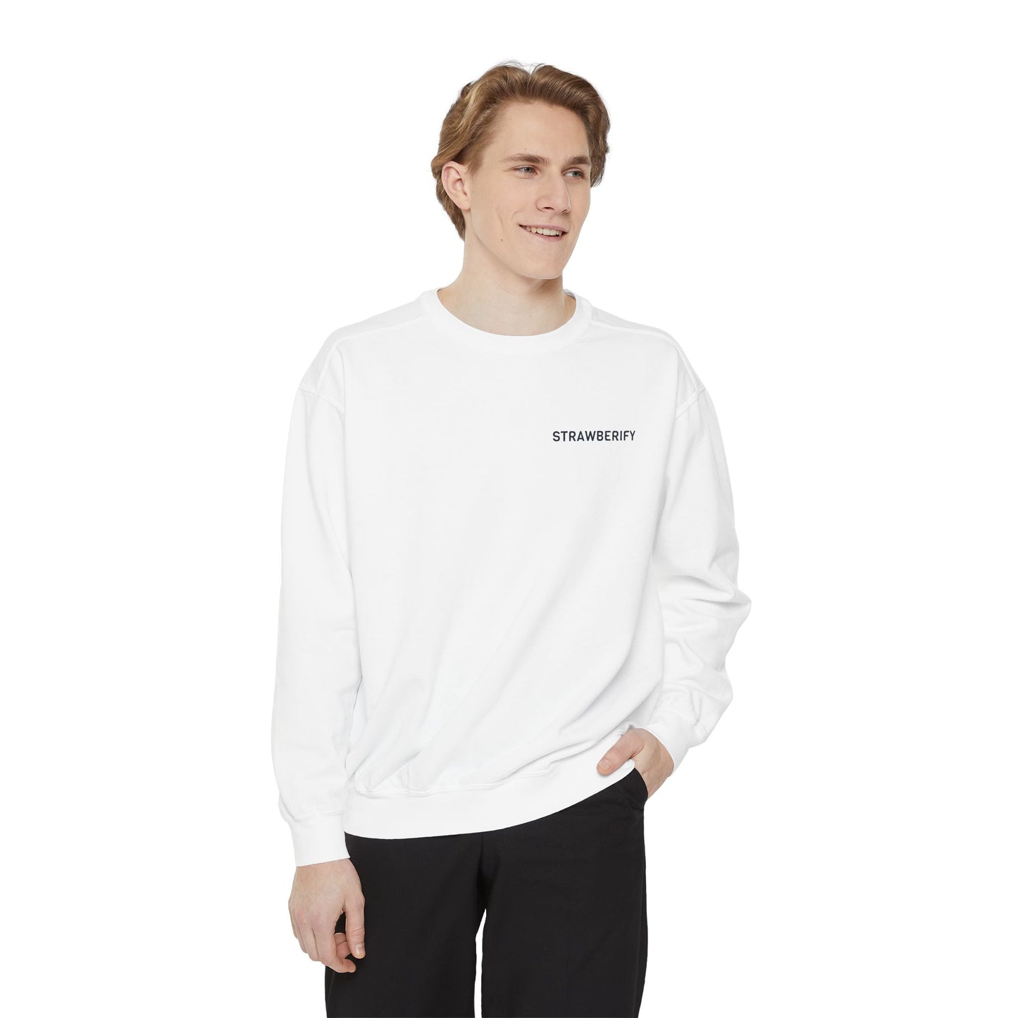 Unisex Garment-Dyed Sweatshirt - Chill Vibes with STRAWBERIFY Text