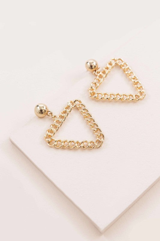 Triangle Chain Link Gold Plated Hoop Earrings The Diamond Empire LLC