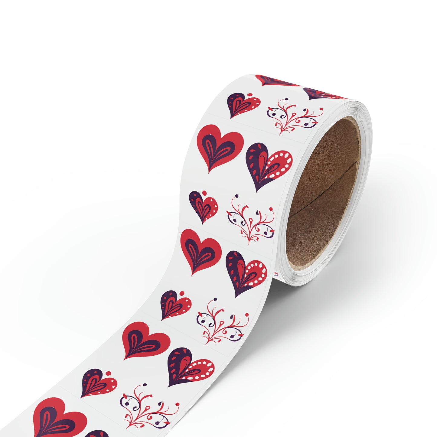 Valentine's day red hearts Square Sticker Label Roll