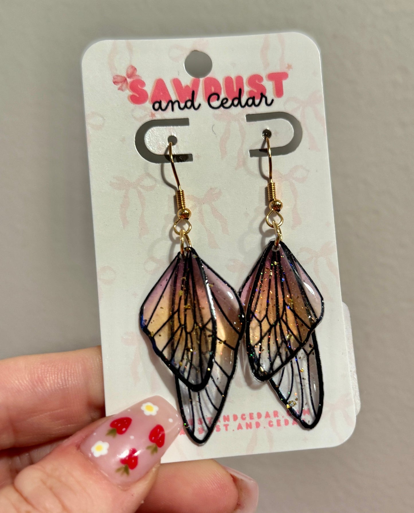 Butterfly Wings Orange Dangle Earrings