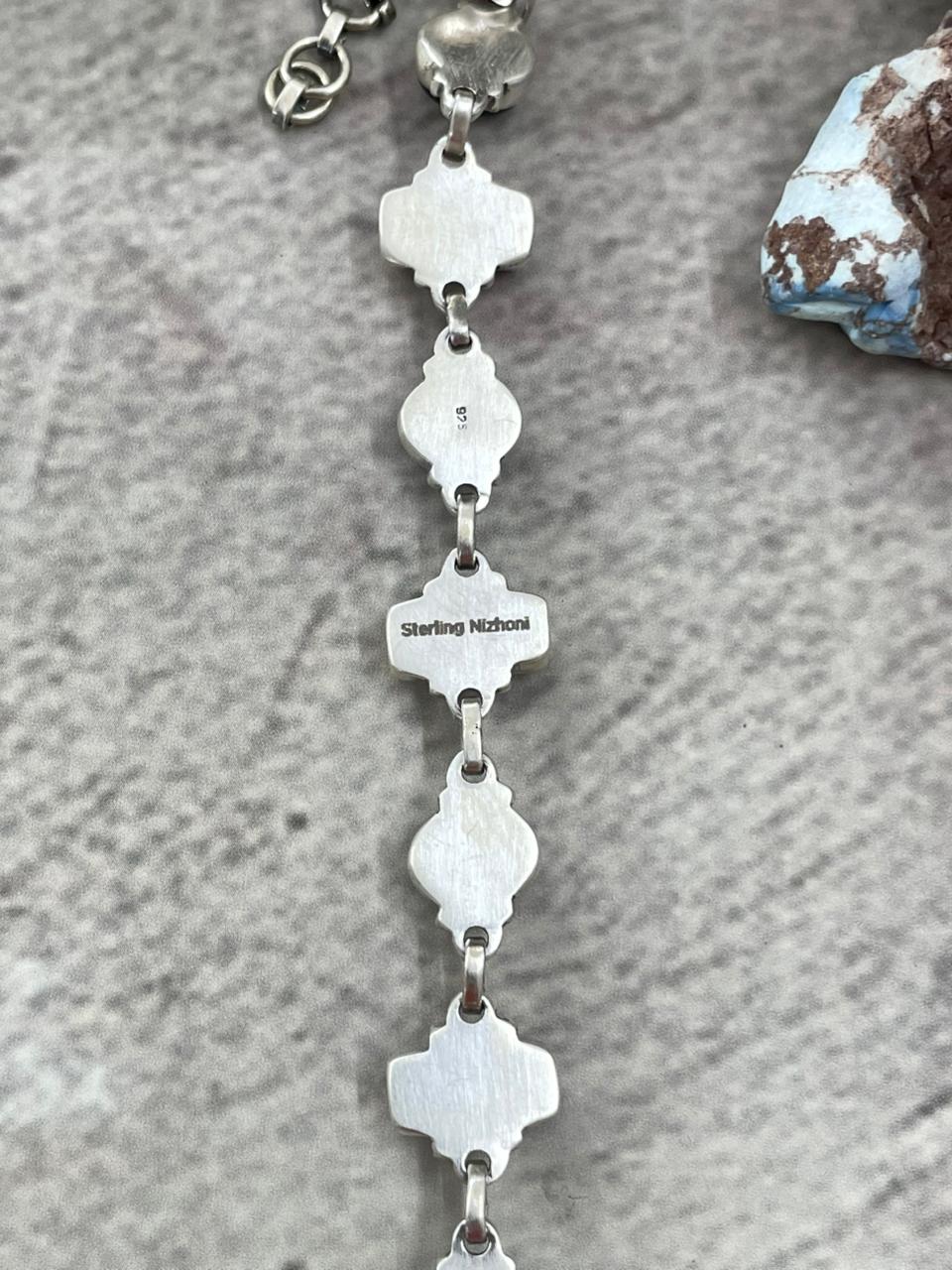 "Halloween Collection" Handmade Sterling Silver Black Onyx, Bumblebee Chain Bracelet with Signed Nizhoni