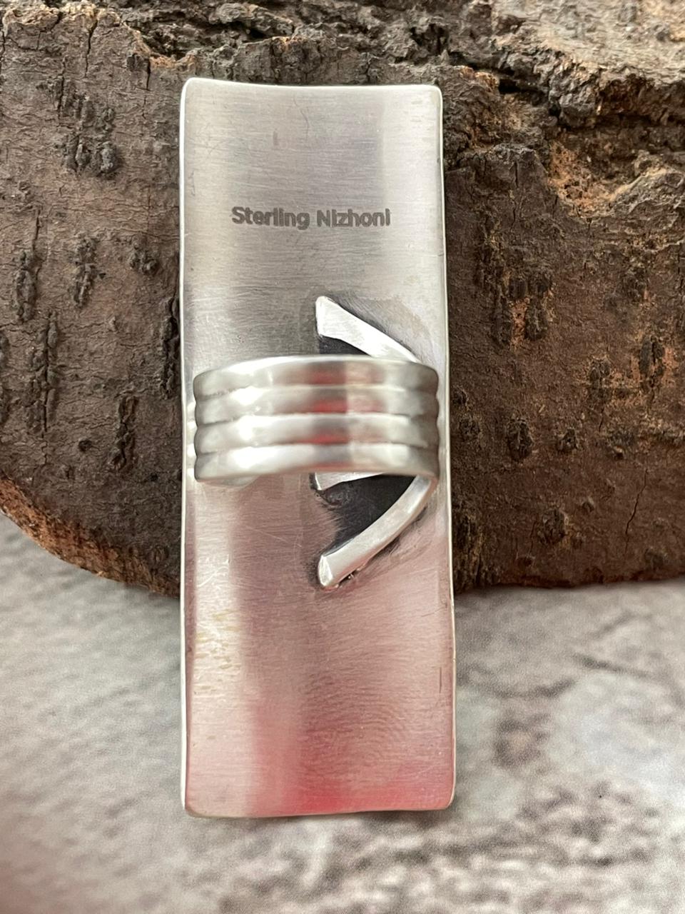 "Halloween Collection" Handmade Sterling Silver Black Onyx Adjustable Ring with Signed Nizhoni