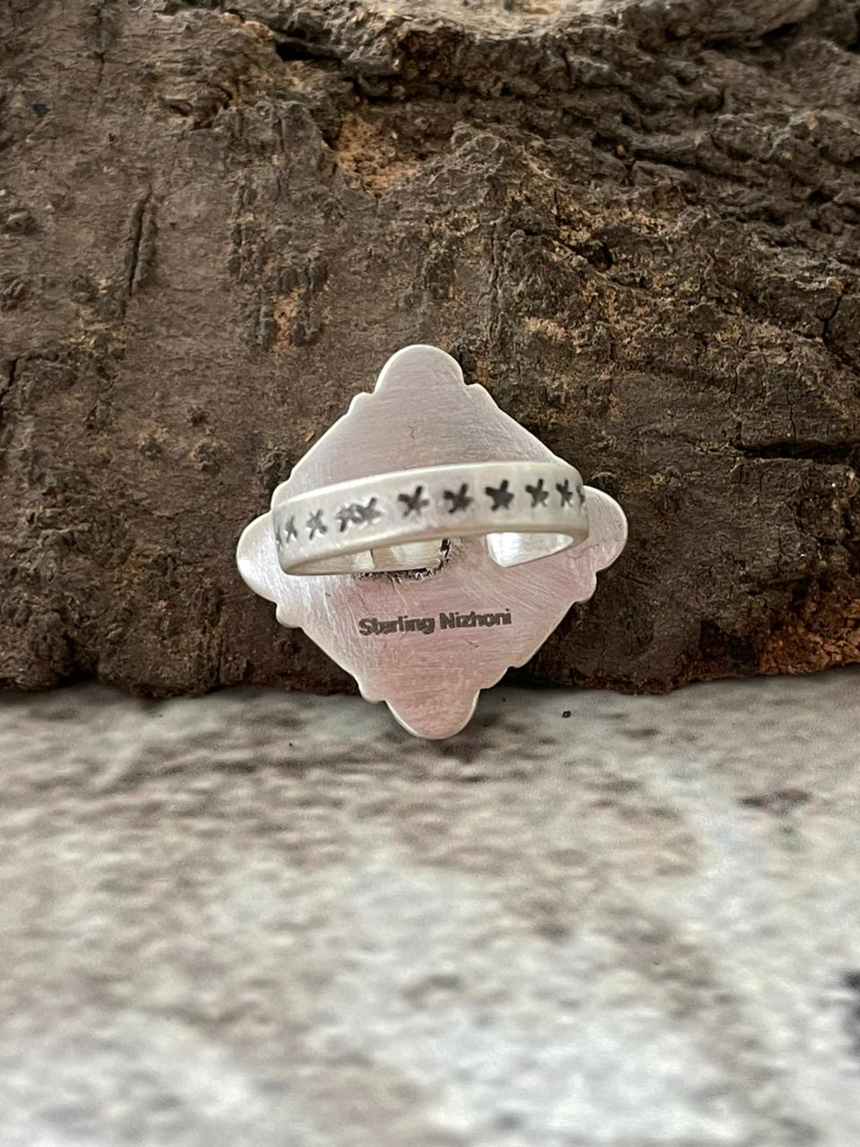 "Halloween Collection" Handmade Sterling Silver Black Onyx, Bumblebee Ring with Signed Nizhoni