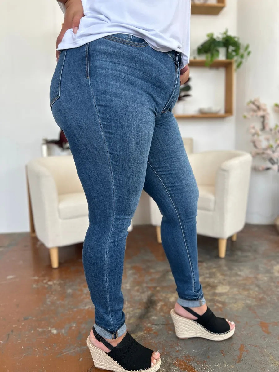 Cuffed Hem Skinny Jeans Full Size Judy Blue