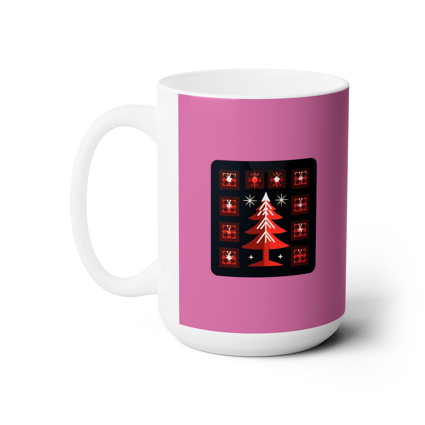 A big Christmas tree decoration, Light pink Ceramic Mug 15oz