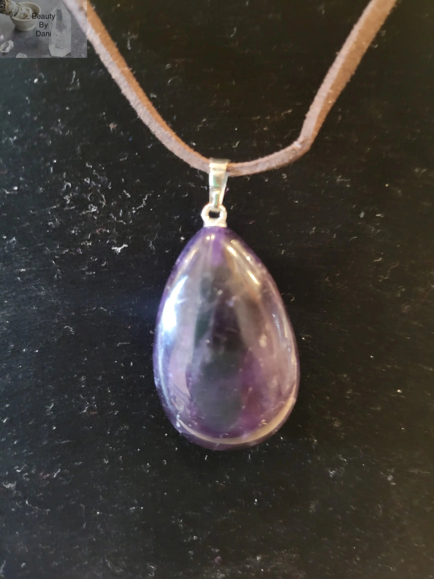 Natural Amethyst Crystal Leather Necklace