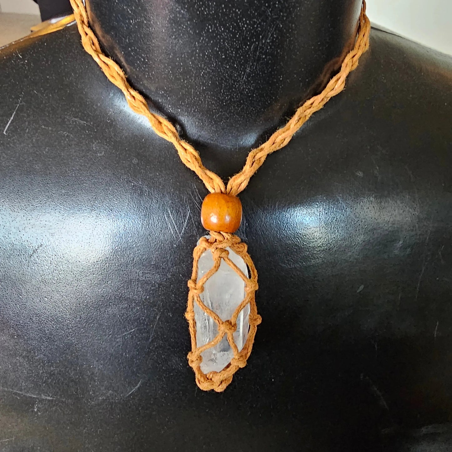 Clear Quartz Crochet Necklace Handmade Jewelry Beauty by Dani