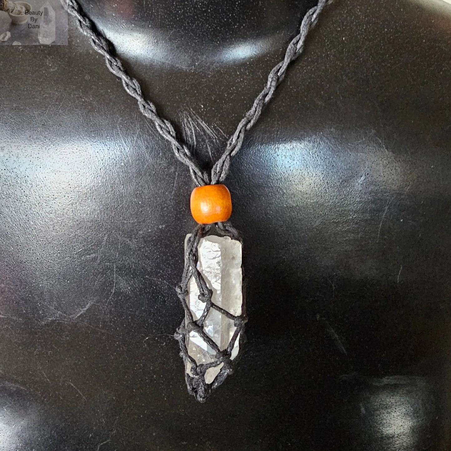 Clear Quartz Crochet Necklace Handmade Jewelry Beauty by Dani