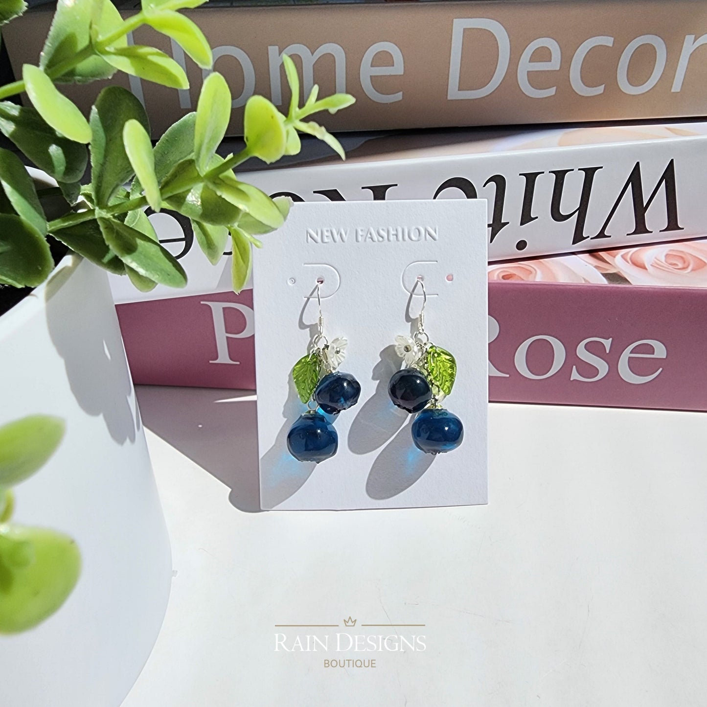 Blueberry Handmade Resin Cluster Dangle Earrings