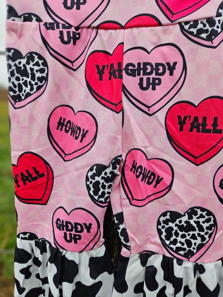 Valentine's Howdy Candy Heart Print Bell Bottoms Country Chic Baby Co