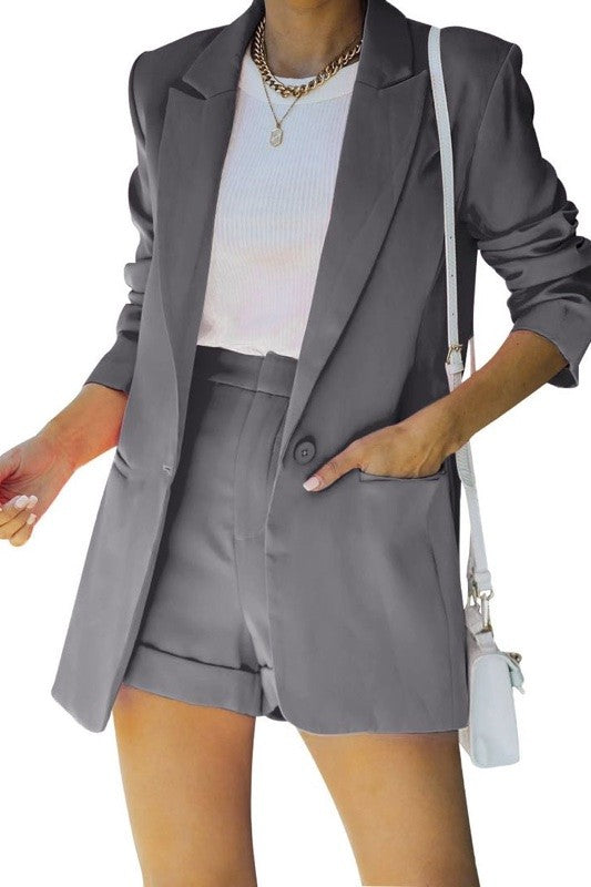 Two piece blazer and shorts set casual wear