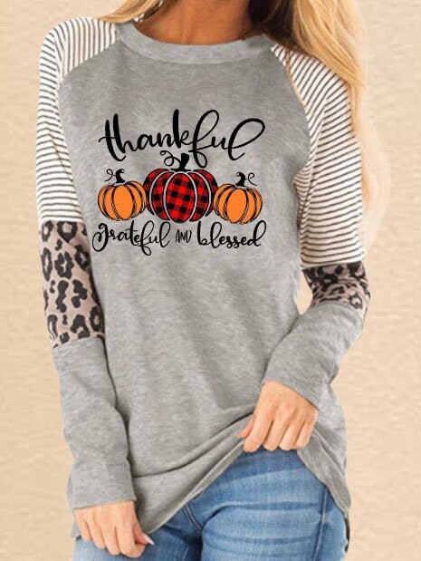 Pumpkin Patterned Cotton Blend Hoodie