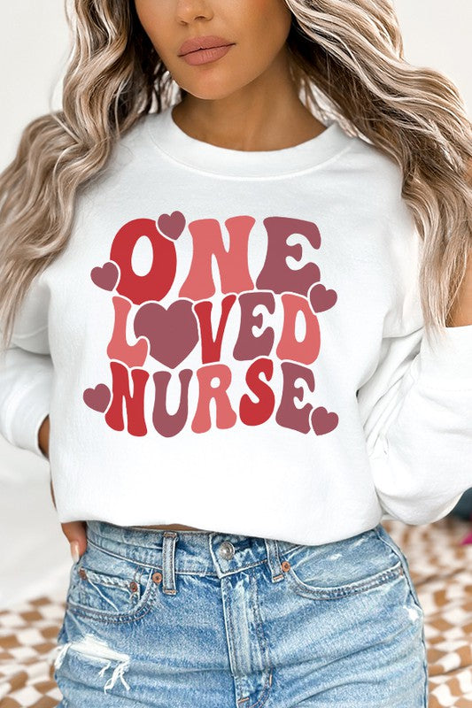 Valentines Day One Loved Nurse Sweatshirt Gildan Unisex 18000