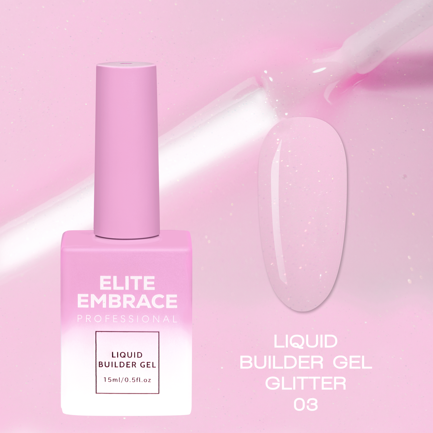 Liquid Builder Gel Glitter 03 15ml Professional Nail Builder Gel ELITE EMBRACE
