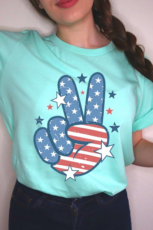 USA Peace Hand Sign Graphic T Shirts