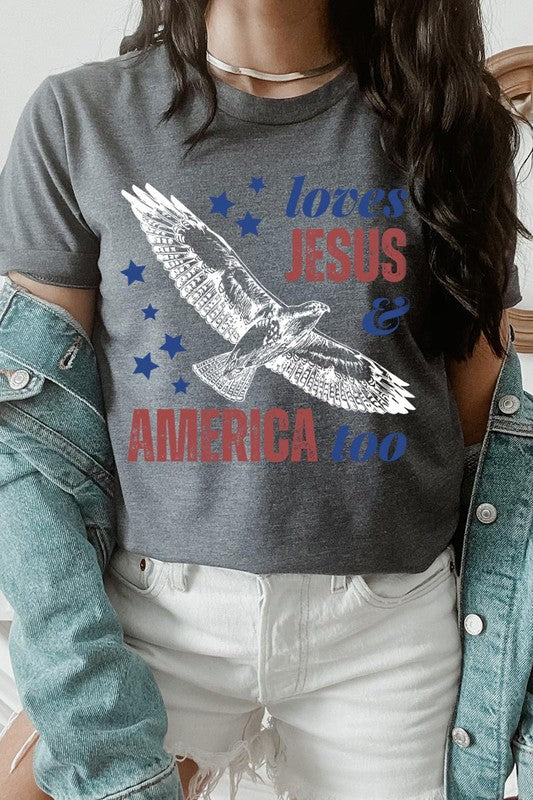 Loves Jesus and America Too Graphic T Shirts