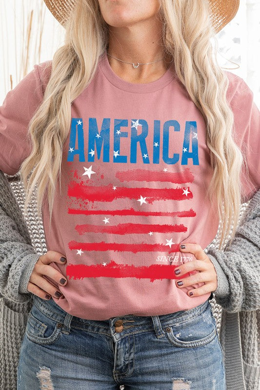 America Since 1776 Graphic Unisex Crew Neck T Shirts