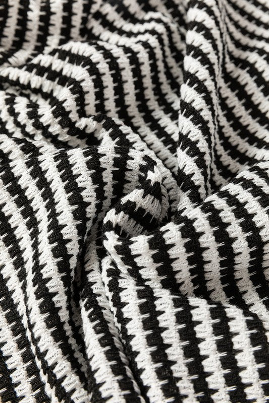 Striped Round Neck Drop Shoulder Long Sleeve Top