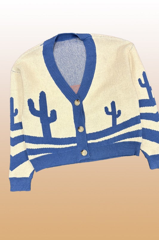 Desert sunset cardigan V neckline button front