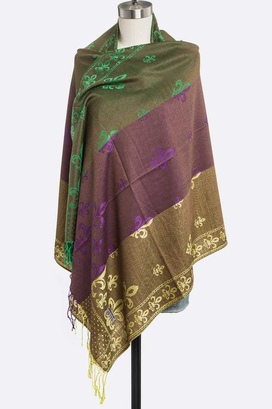 Mardi Gras Color Pashmina Fashion Scarf