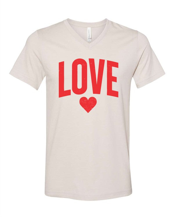 Love Heart V Neck Short Sleeve Graphic Tee