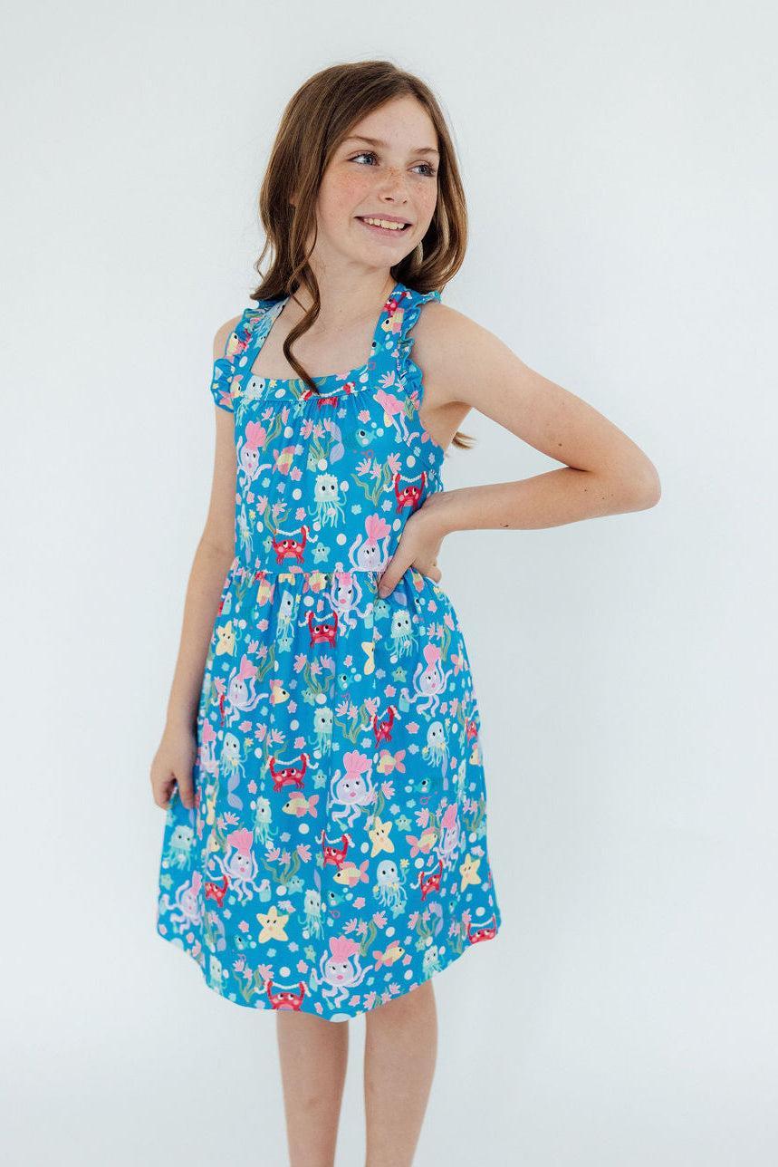 Jellyfish Jamboree Ruffle Cross Back Dress