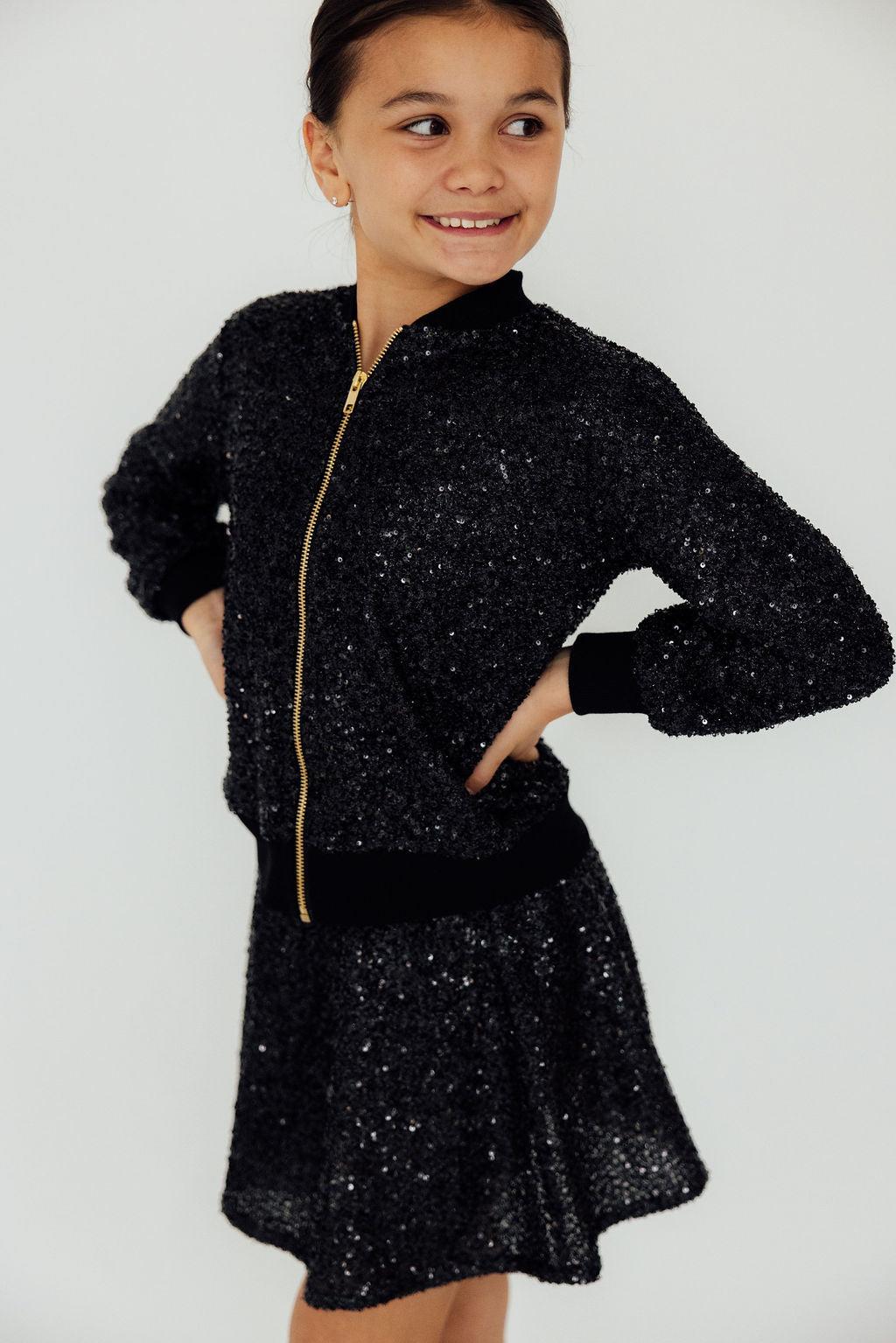 Black Sequin Twirl Skort with Attached Shorts