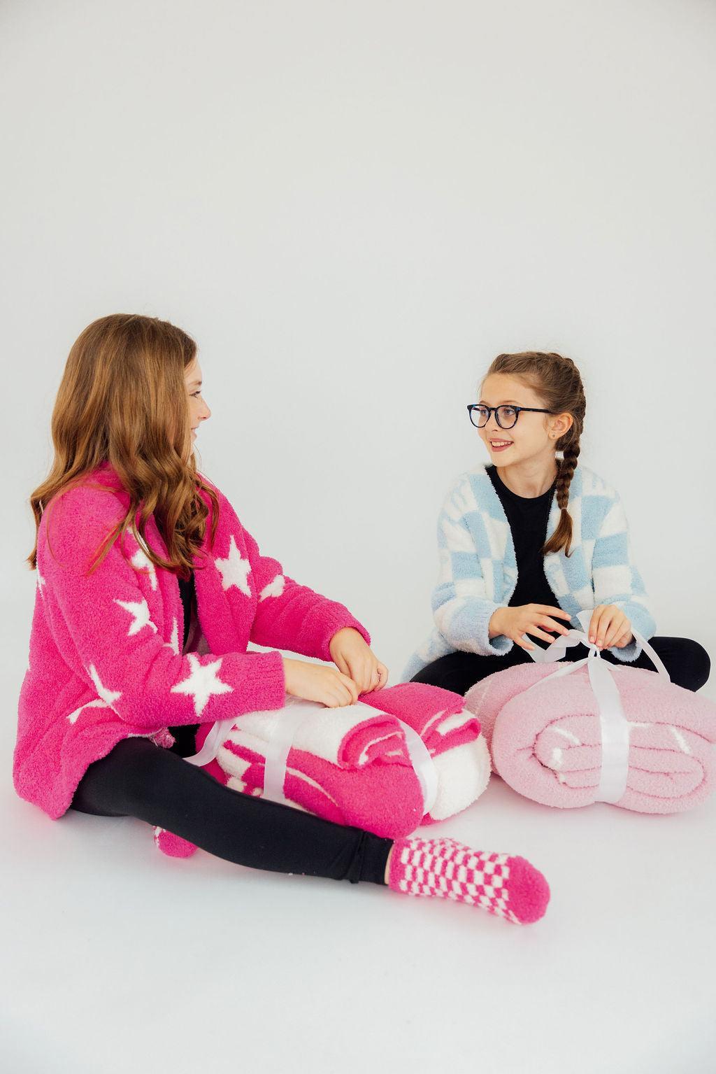 Bright Pink Checker Cozy Blanket Throw Mila & Rose