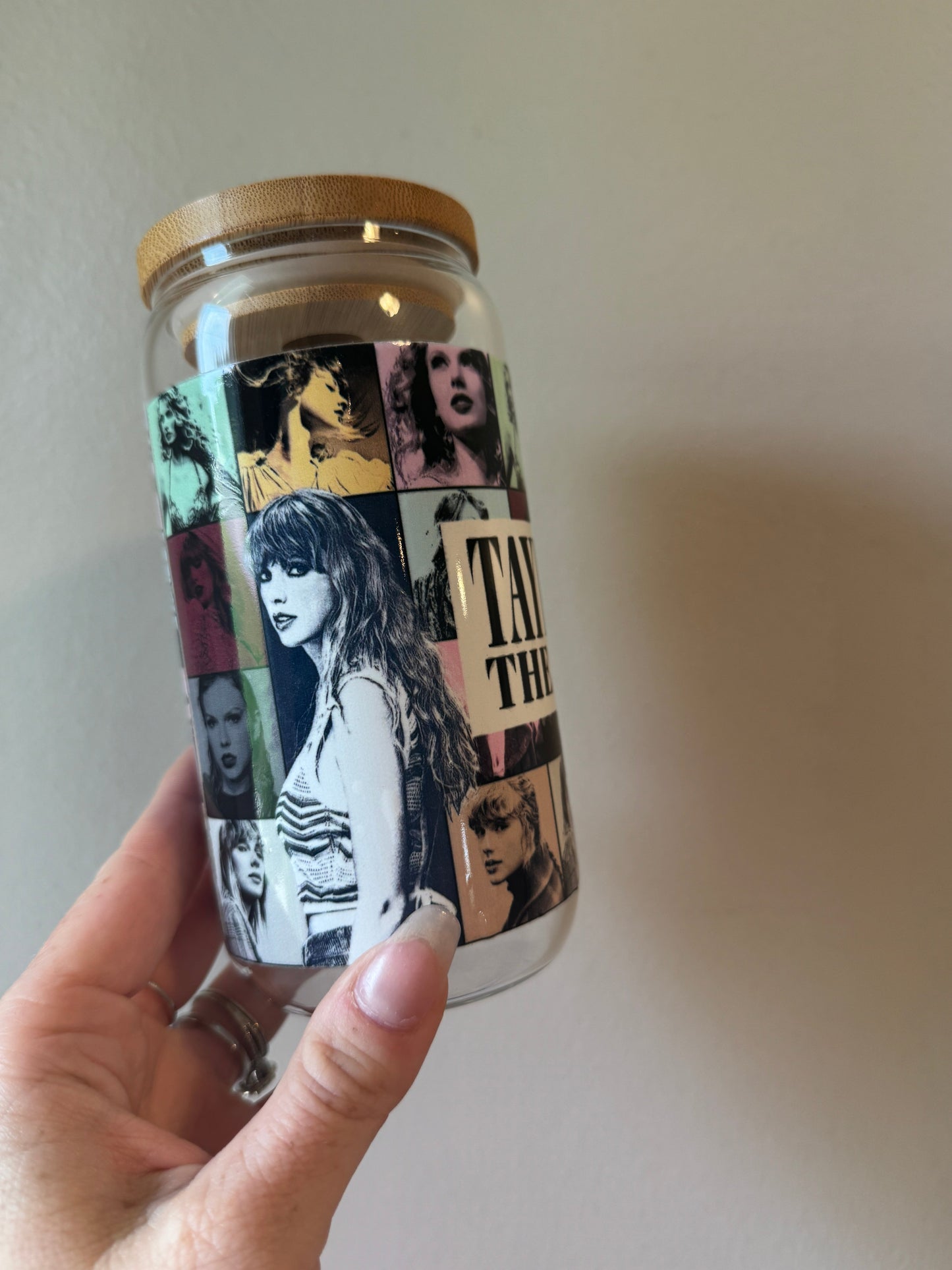 Taylor Swift Collage Bold Glass Cup Sawdust and Cedar