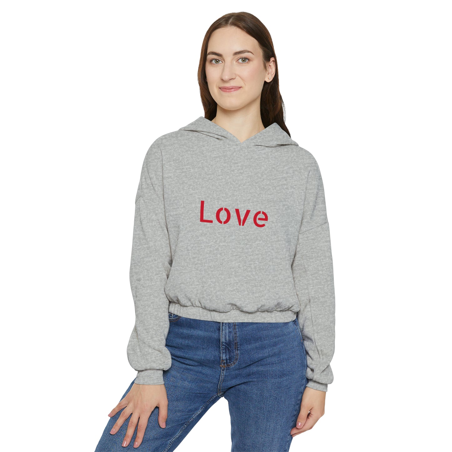 Valentine's best Gift, red hearts design Women's Cinched Bottom Hoodie
