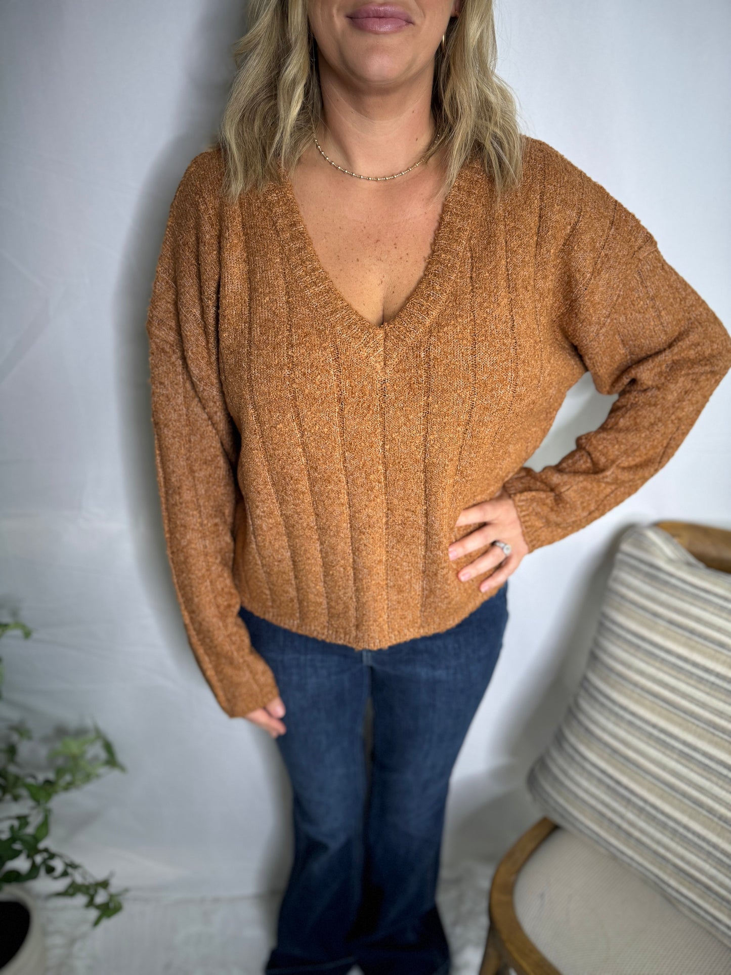 Orange Soft Waist-Length Sweater The October Sweater