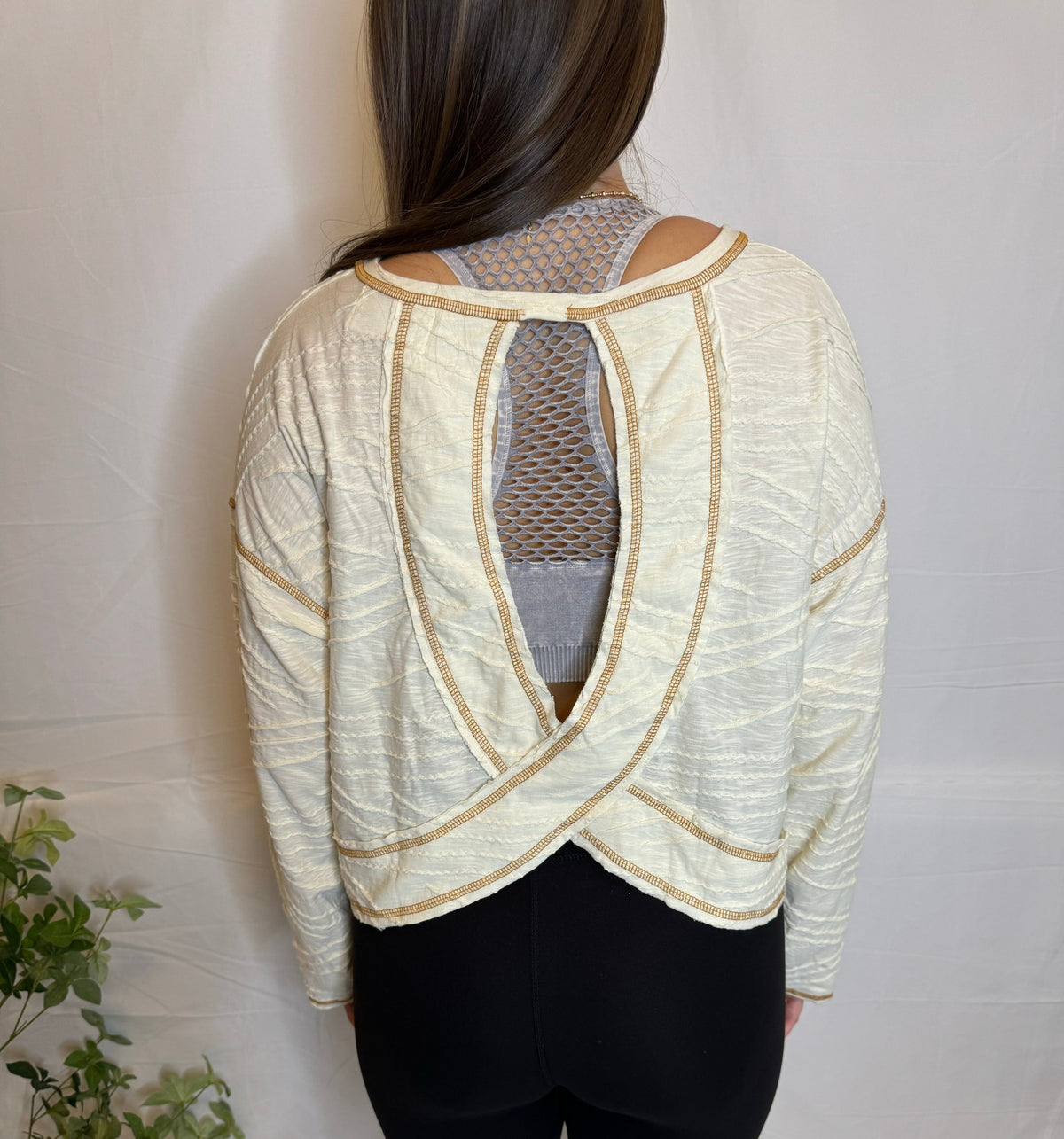 Overlap Open Back Relaxed Fit Top Sweet Jude Boutique