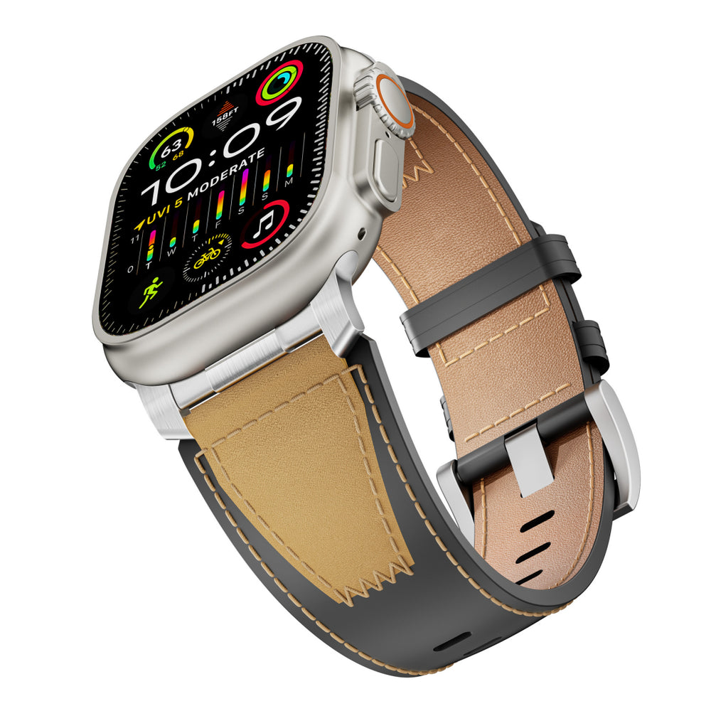 Dual-Tone Genuine Leather Band Stylish Apple Watch Band Dewell X