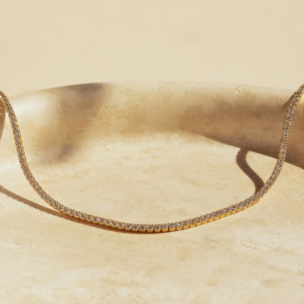 Dainty Tennis Choker Necklace 18K Gold Over Stainless Steel The Diamond Empire LLC