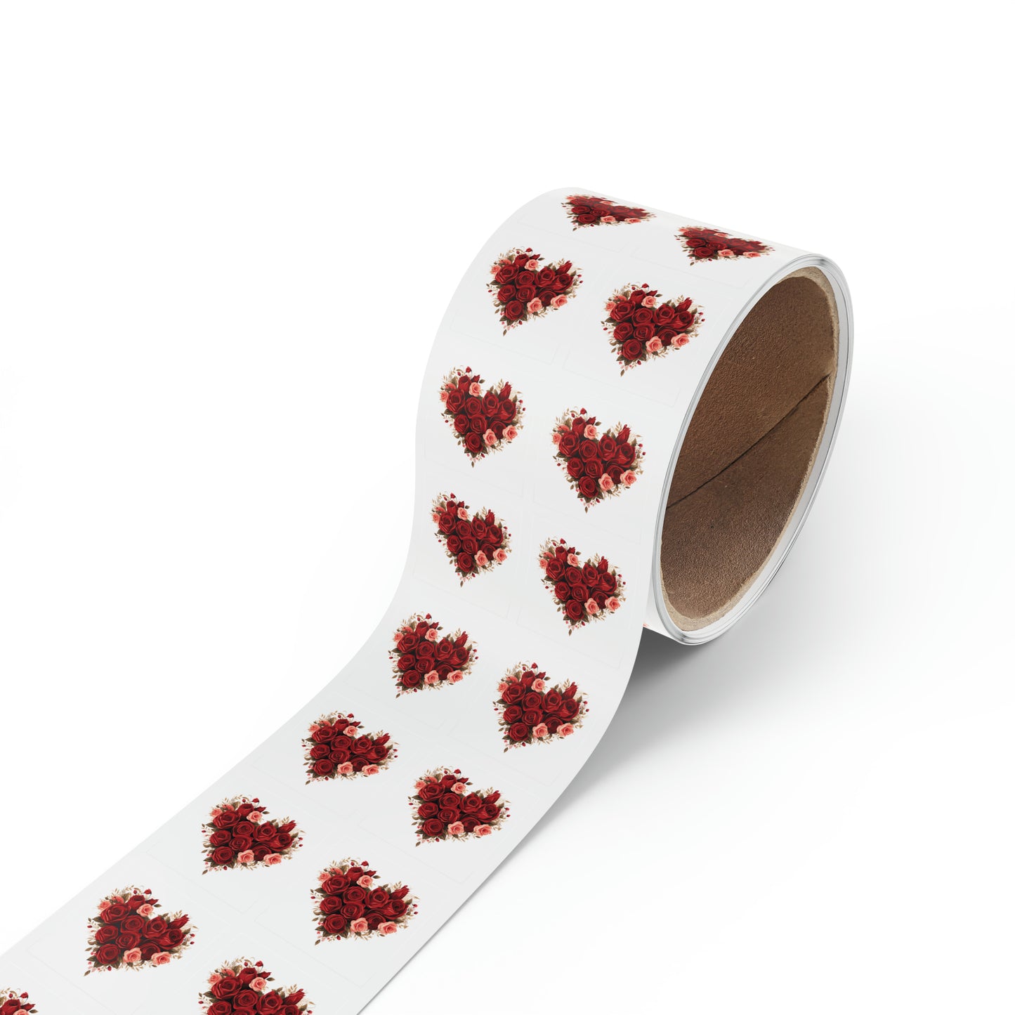 Valentine's day red Roses heart Square Sticker Label Rolls