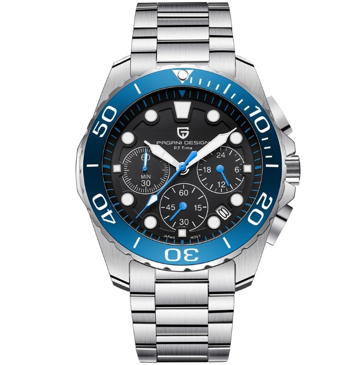 Stainless‑Steel Diver Chronograph Watch – Aquaracer‑Style Luxury Sports Timepiece