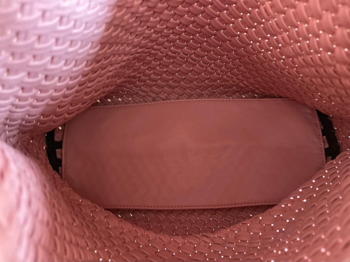 Large Woven Light Pink Vegan Leather Tote Handbag The Willow