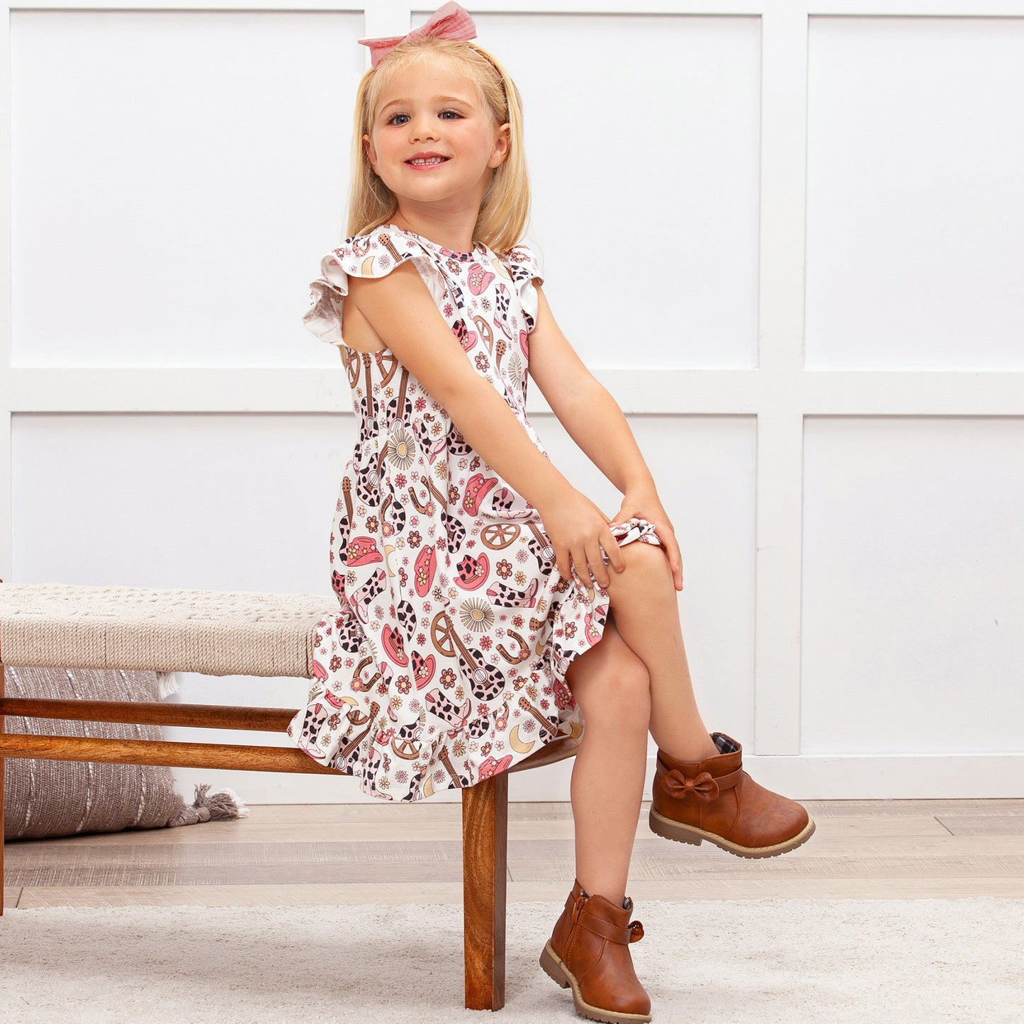 Cowgirl Cutie Bamboo Twirl Dress Little Girls Tesa Babe
