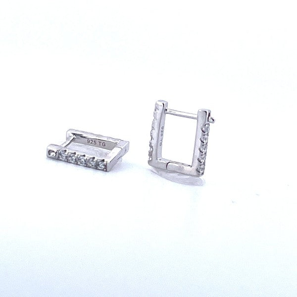 Moissanite Rectangle Hoop Earrings 925 Sterling Silver