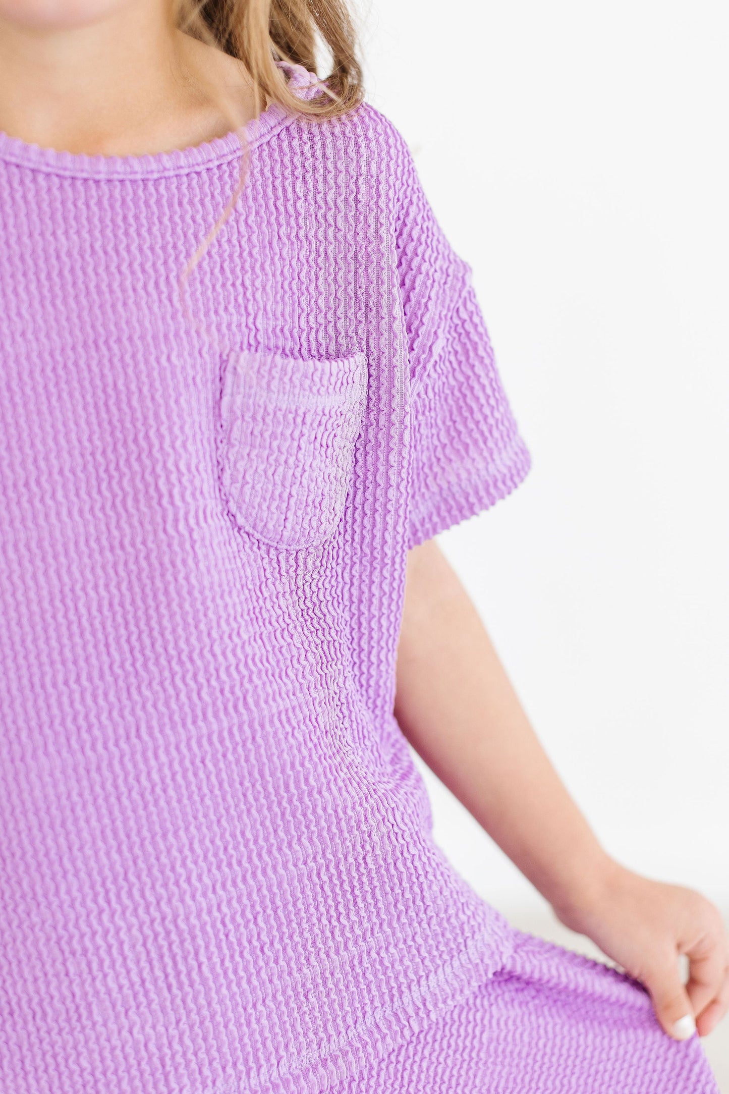 Bright Lilac Scrunchy Key Pocket Tee Mila & Rose