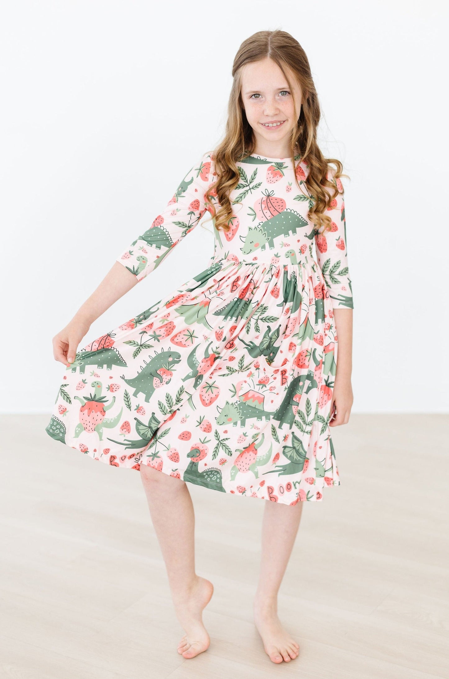 Twirl Dress 3/4 Sleeve Pocket Hear Me Roar Mila & Rose