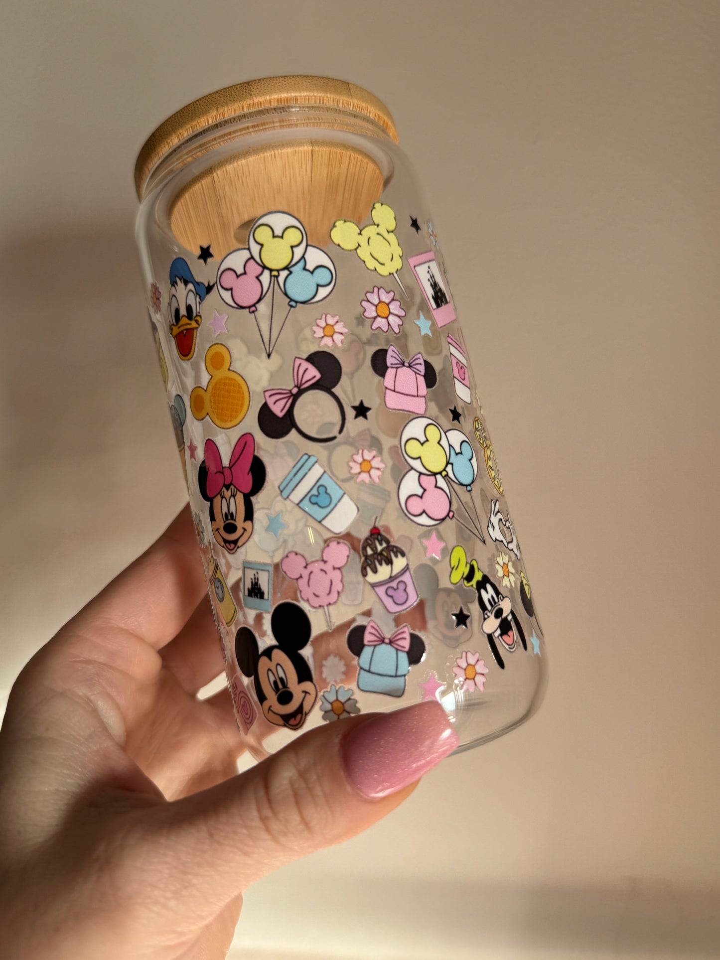 Glass 16oz Dream Cup with Bamboo Lid Disney