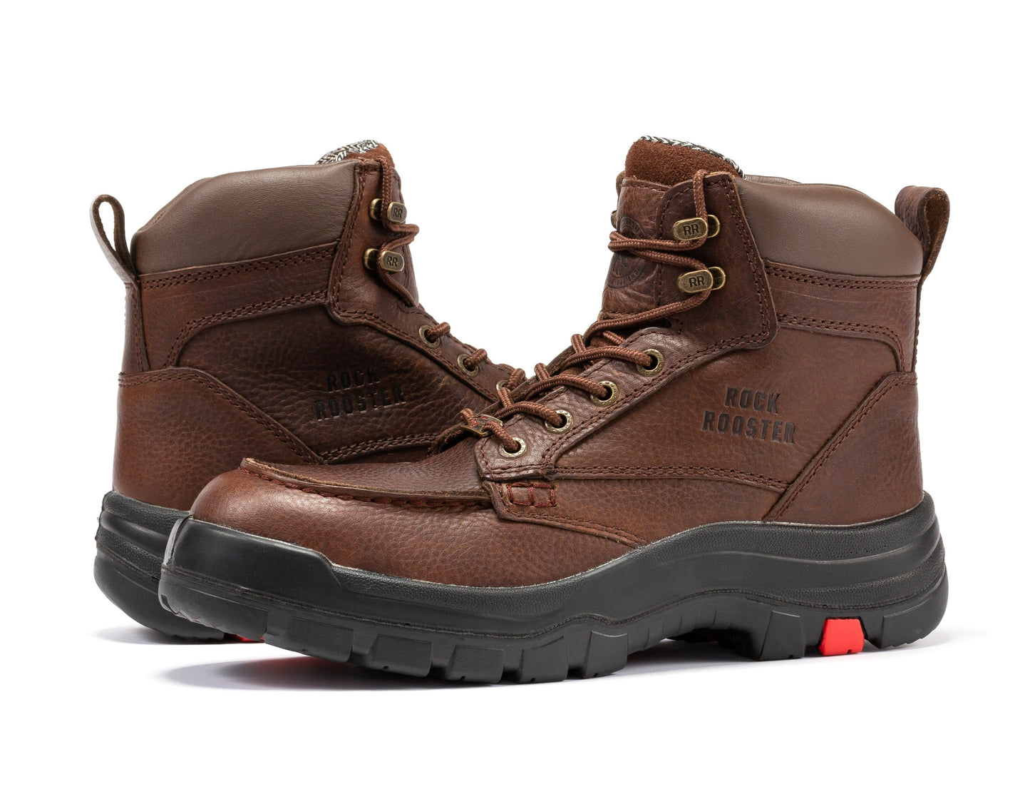 Steel Toe Wide Waterproof Work Boots 6 inch Rubber Outsole ROCKROOSTER