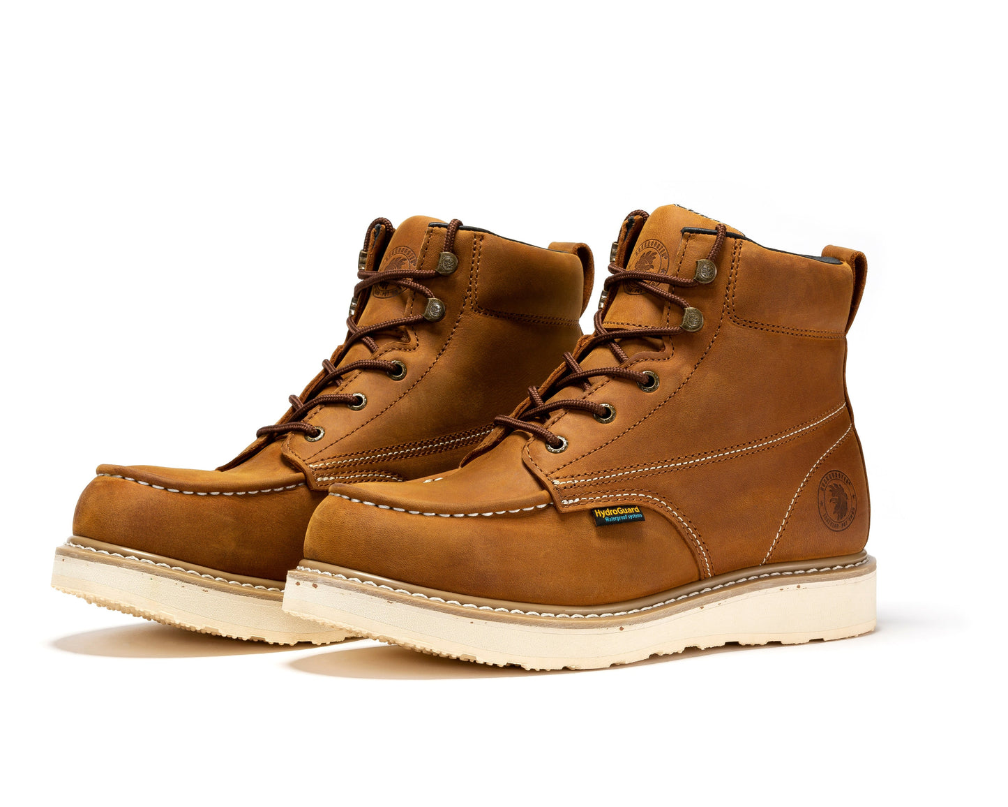 Brown Steel Toe Waterproof Wedge Work Boots ROCKROOSTER Edgewood Men's 6 inch SAP858