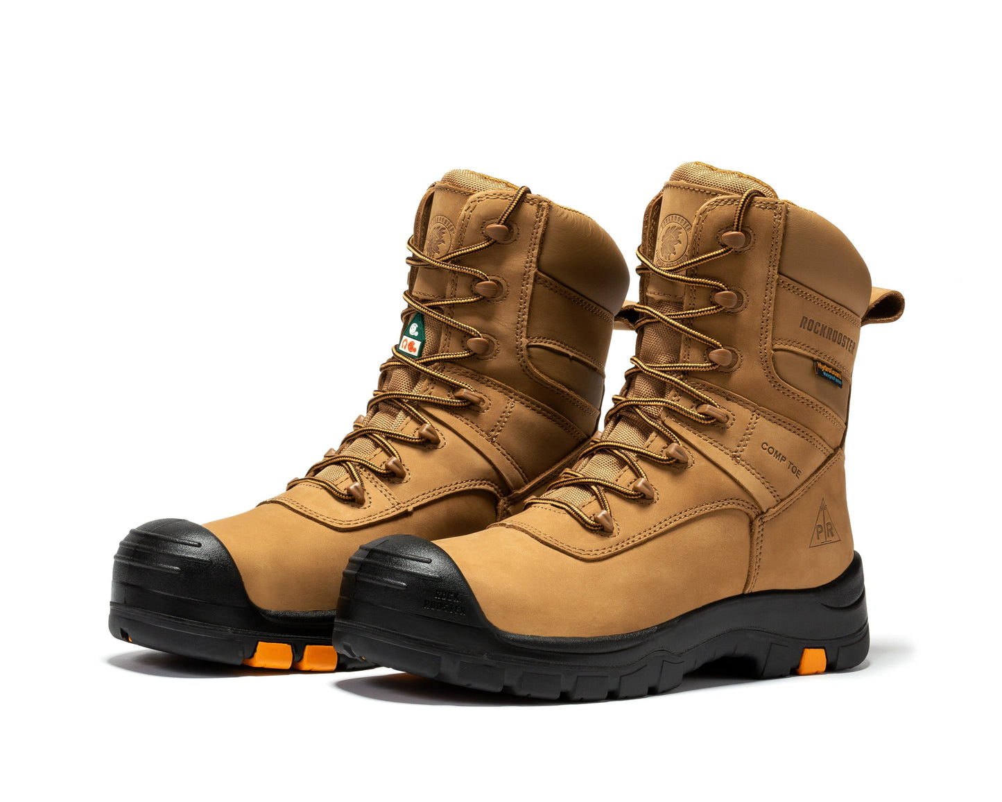 Men's Brown 8 Inch Waterproof Composite Toe Work Boots Rockrooster
