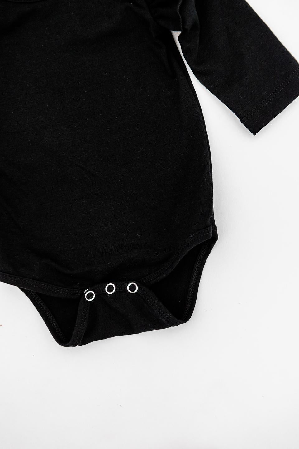 Black Long Sleeve Flutter Bodysuit Baby Mila & Rose