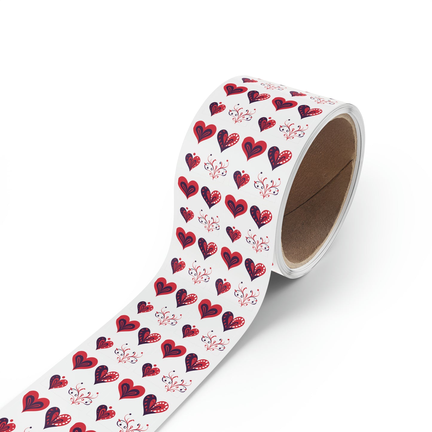 Valentine's day red hearts Square Sticker Label Roll