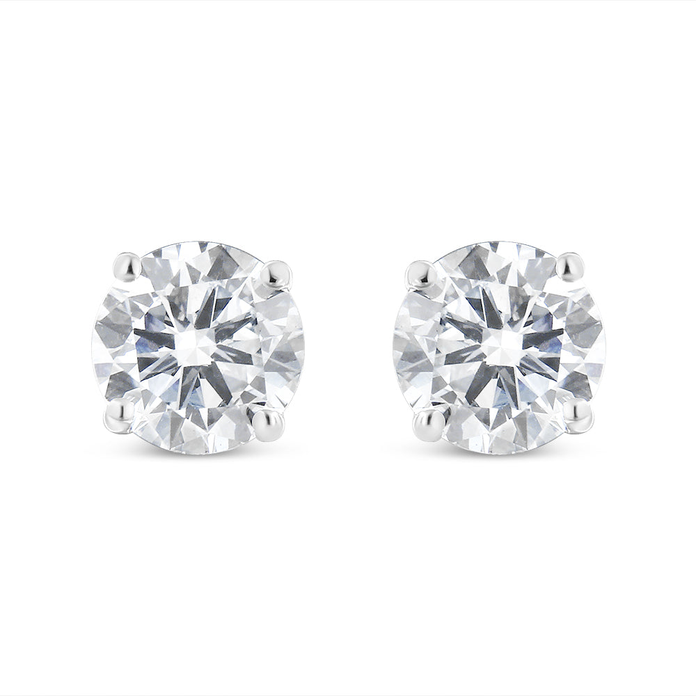 .925 Sterling Silver 1.00 Cttw Round Brilliant-Cut Diamond Classic 4-Prong Stud Earrings With Screw Backs (H-I Color, I1-I2 Clarity)